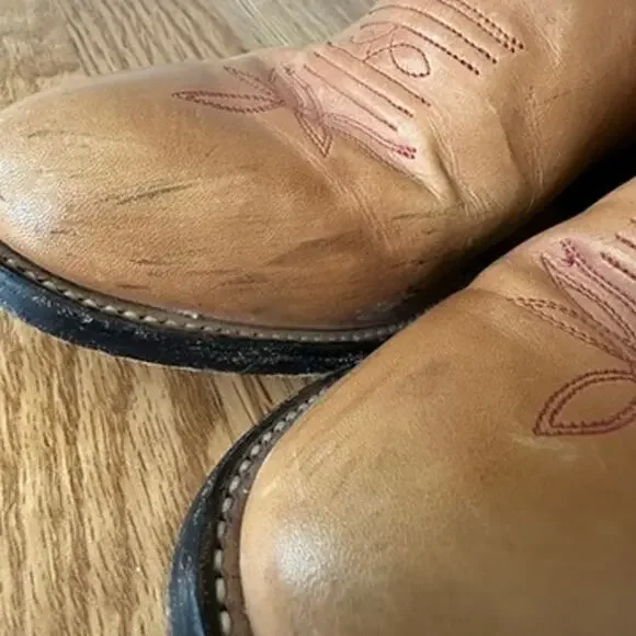 Tony Lama Leather Cowboy Boots Womens 6.5M Embroidered Western Boho Red Brown - Picture 6 of 11